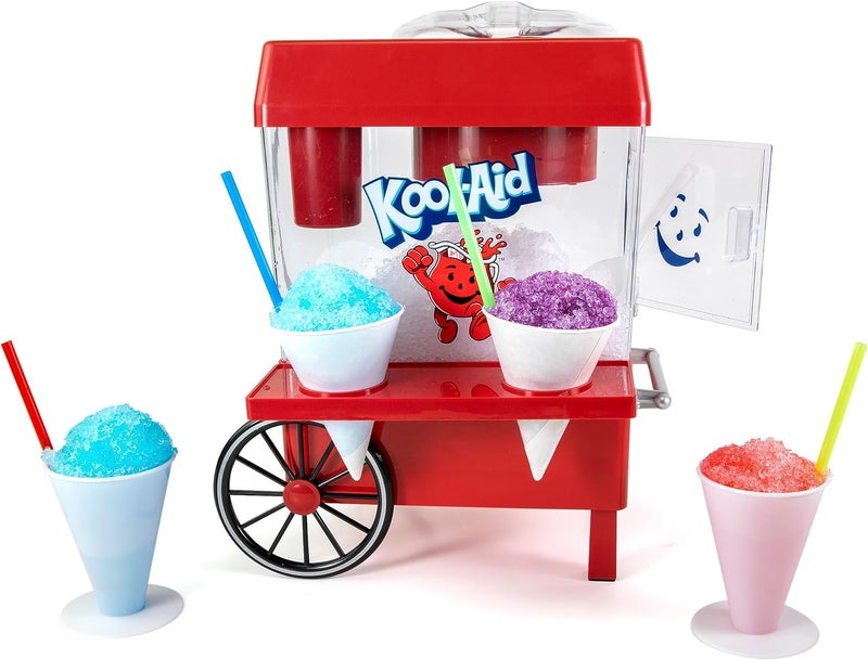 Nostalgia Kool-Aid Snow Cone Shaved Ice Machine - Retro Table-Top Slushie Machine Makes 20 Icy Treats - Includes 2 Reusable Plastic Cups & Ice Scoop - Red - Image 1